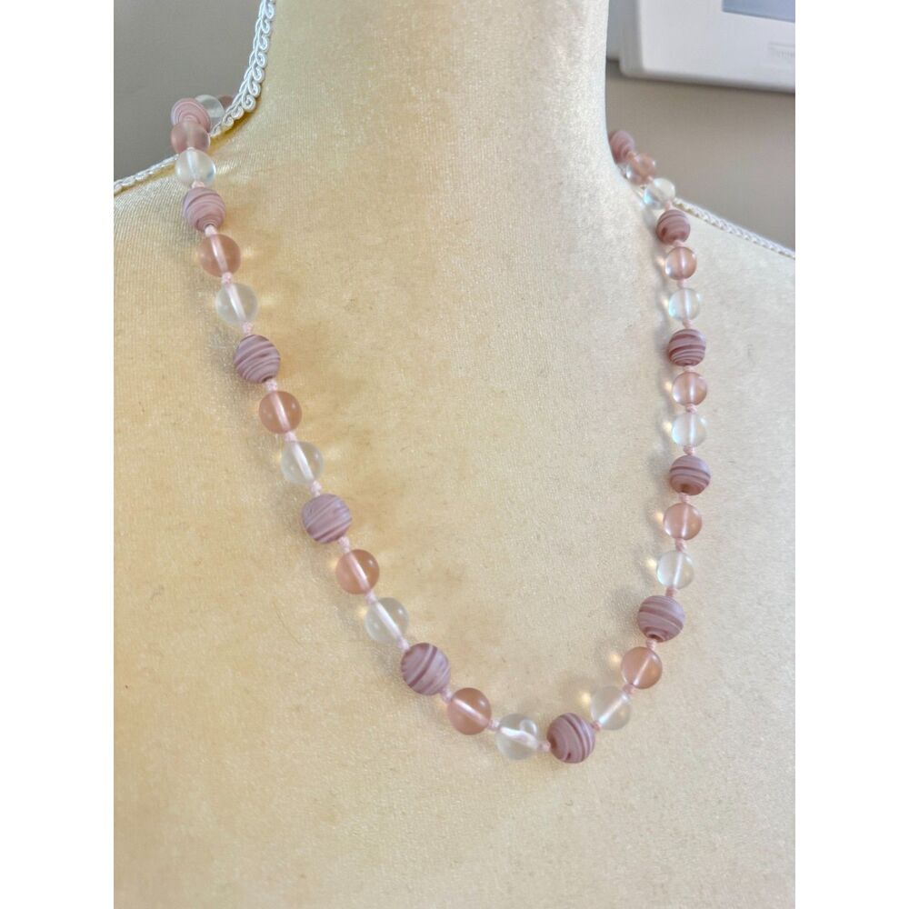 Vintage Galactic Garden Style Pink Beaded Necklace from 1960's Space-Inspired